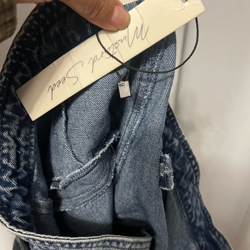 Mustard Seed High Waisted Paper Bag Denim Shorts W Large Front Pockets Size Med - Picture 12 of 14